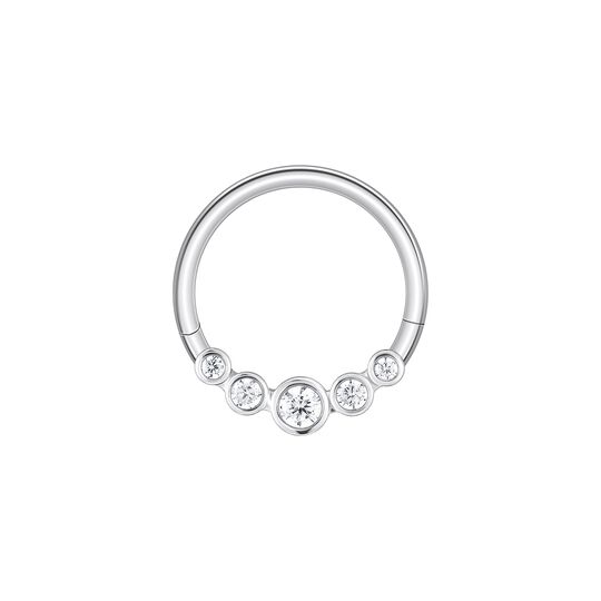 Single Piercing Clicker Five Bezels Round 9,5 MM from the  collection in the SABOTEUR online store