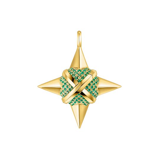 Pendant Sacred Planet 43 MM 18 K Yellow Gold Emeralds from the  collection in the SABOTEUR online store