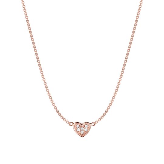 Petit Necklace Heart 18 K Ros&eacute; Gold White Diamonds from the  collection in the SABOTEUR online store