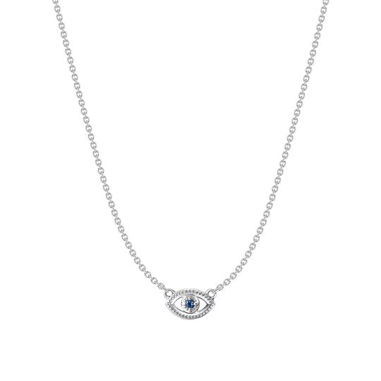 Petit Necklace Evil Eye 18 K White Gold Blue Sapphire from the  collection in the SABOTEUR online store