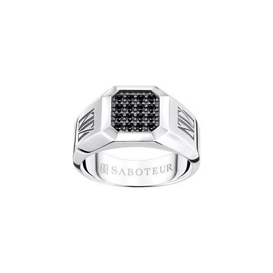 Signet Ring Square 925 Silver Blackened Black Diamonds from the  collection in the SABOTEUR online store