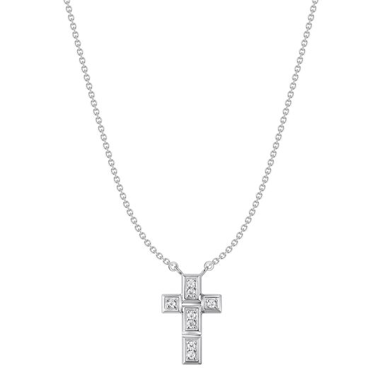 Petit Collier Croix Or Blanc 18 ct Diamants Blancs de la collection  dans la boutique en ligne de SABOTEUR