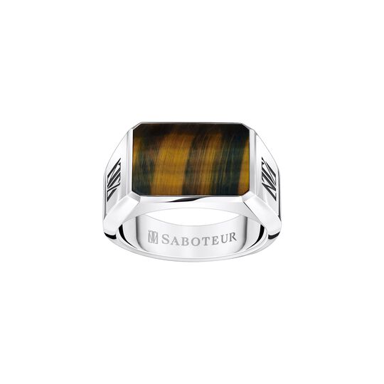 Signet Ring Rectangular 925 Silver Blackened Tiger Eye Blue from the  collection in the SABOTEUR online store