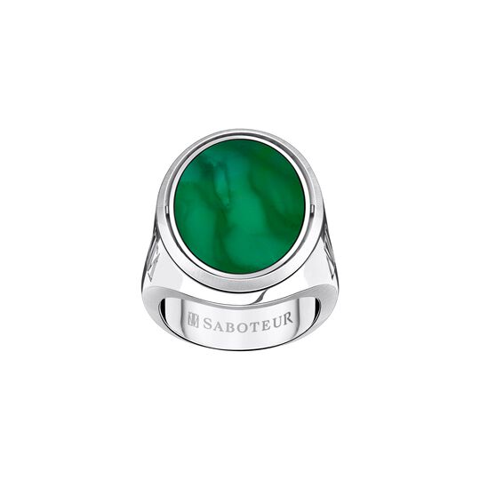 Signet Ring Turnable 925 Silver Blackened Malachite from the  collection in the SABOTEUR online store
