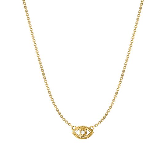 Petit Necklace Evil Eye 18 K Yellow Gold White Diamond from the  collection in the SABOTEUR online store