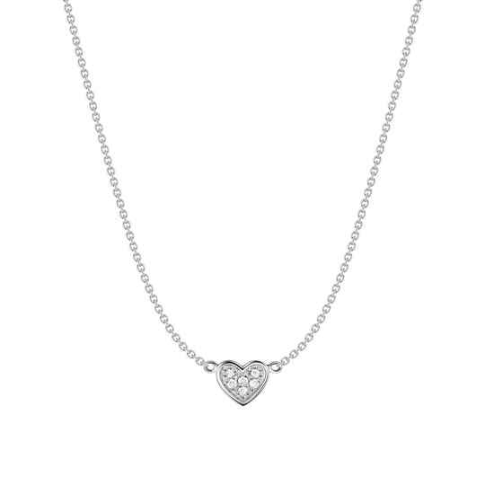 Petit Collier Coeur Or Blanc 18 ct Diamants Blancs de la collection  dans la boutique en ligne de SABOTEUR