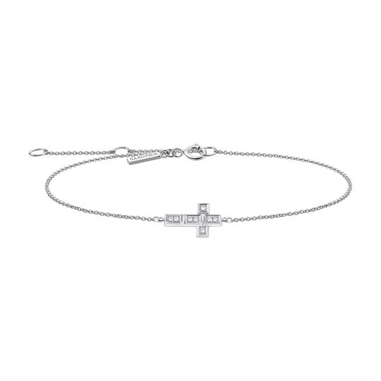 Petit Bracelet Croix Or Blanc 18 ct Diamants Blancs de la collection  dans la boutique en ligne de SABOTEUR