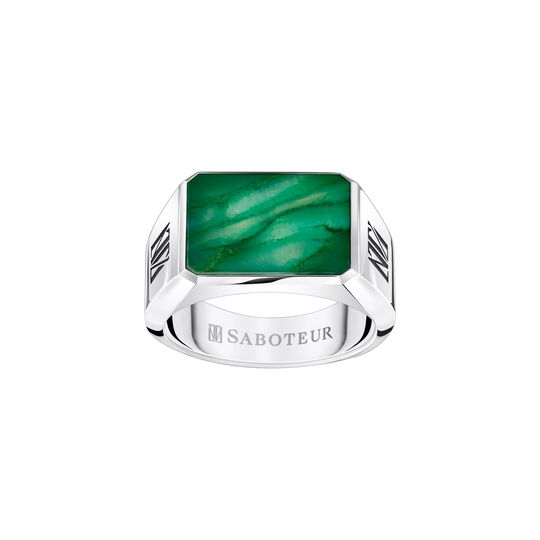 Signet Ring Rectangular 925 Silver Blackened Jade from the  collection in the SABOTEUR online store