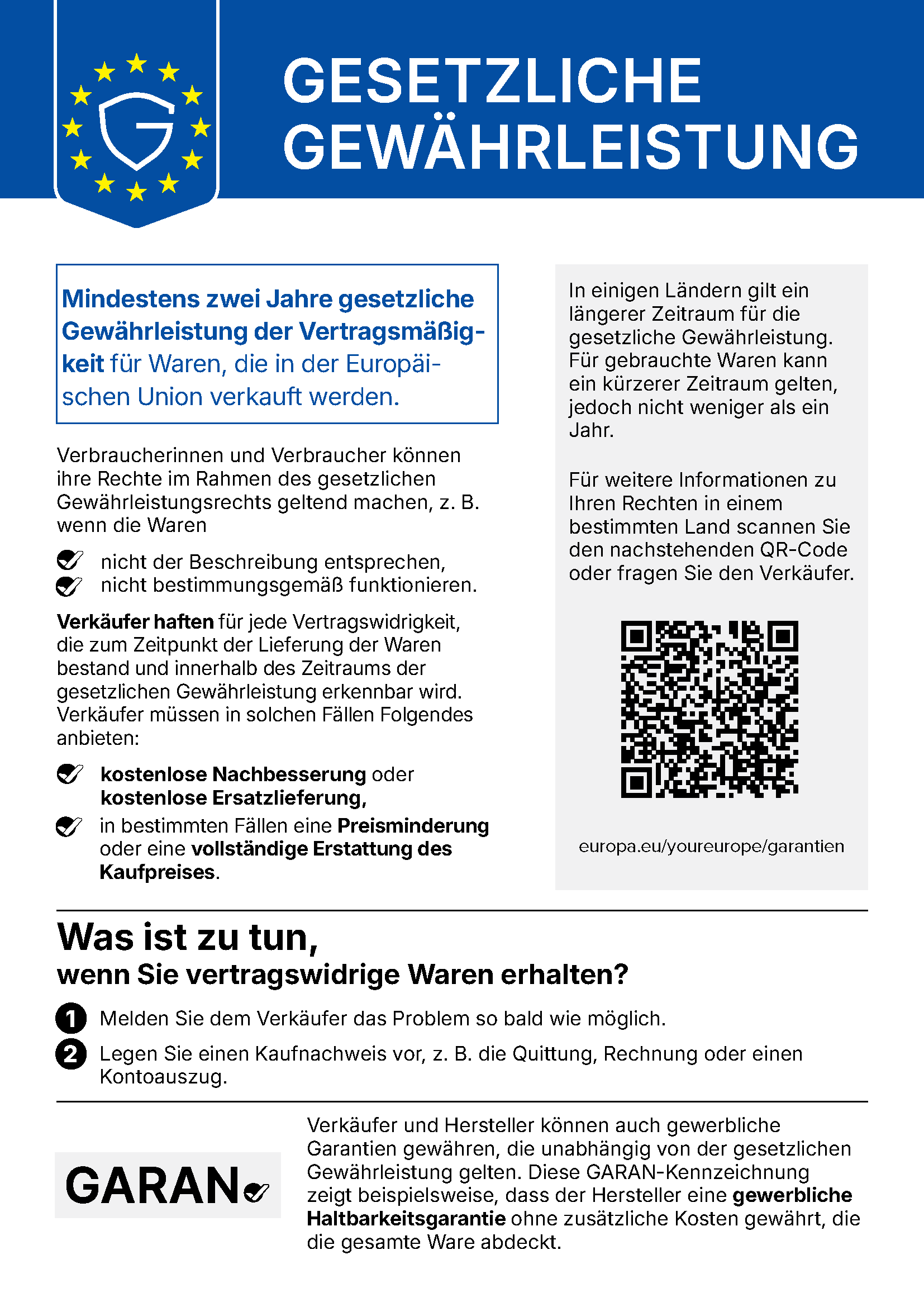 Your legal guarantee rights